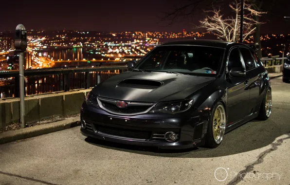 City, turbo, subaru, black, japan, wrx, impreza, jdm