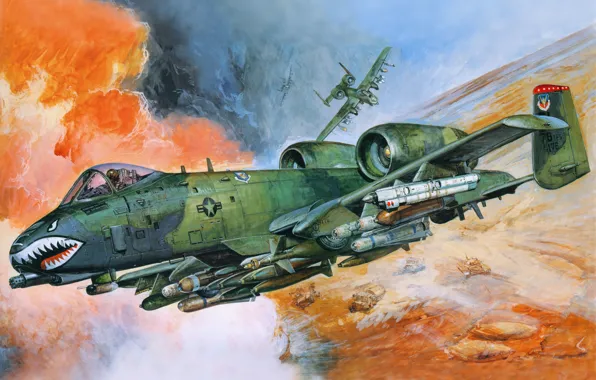 Aviation, art, attack, the plane, American, A-10, UNITED STATES AIR FORCE
