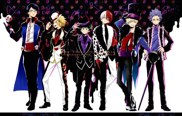 Anime, art, guys, costumes, Boku no Hero Academy, My heroic academia