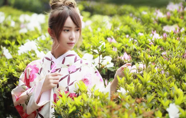 Flowers, kimono, East, Brode十三