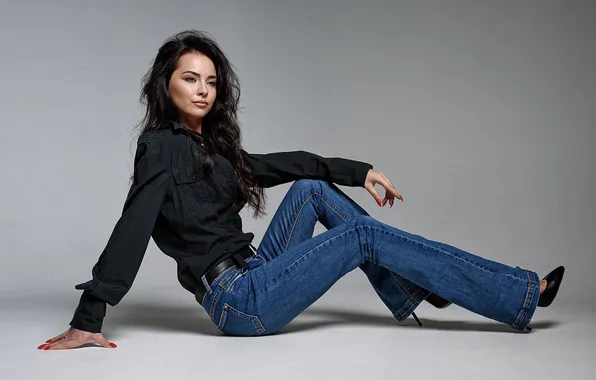 Girl, sweetheart, model, brunette, Jeans, Wallpaper, Shoes, Heels