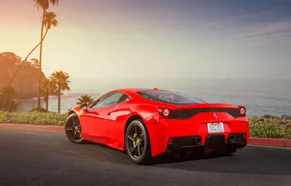 Picture asphalt, red, shadow, red, ferrari, Ferrari, back, 458 speciale