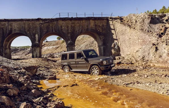 Bridge, stream, Mercedes-Benz, SUV, 2018, G-Class