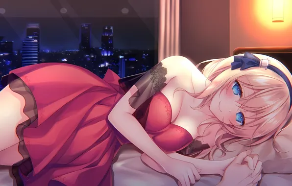 Girl, sexy, cleavage, dress, boobs, anime, blue eyes, beautiful