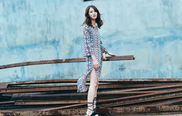 Look, face, background, hair, dress, girl Oriental