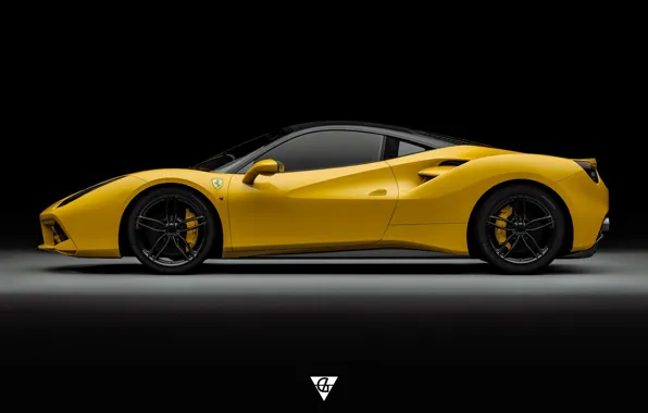 Auto, Yellow, Machine, Ferrari, Supercar, Sports car, Side view, 488