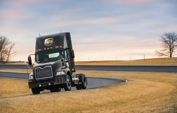 Road, field, autumn, mack, tractor, natural, UPS, Pinnacle