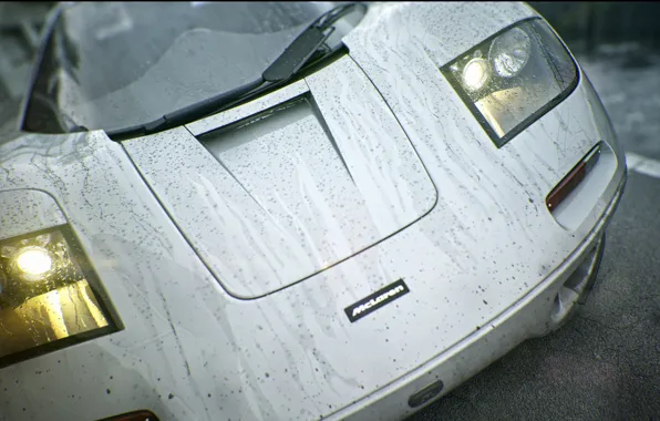 Drops, Auto, Machine, Grey, The hood, Art, Supercar, Rendering