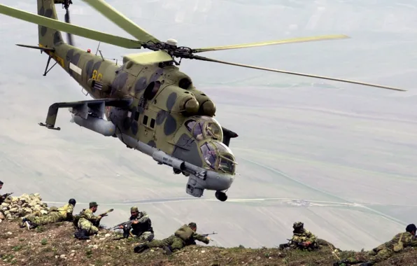 Picture mountains, landing, landing, Mi-24