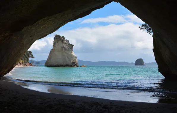 Picture sea, stones, rocks, coast, New Zealand