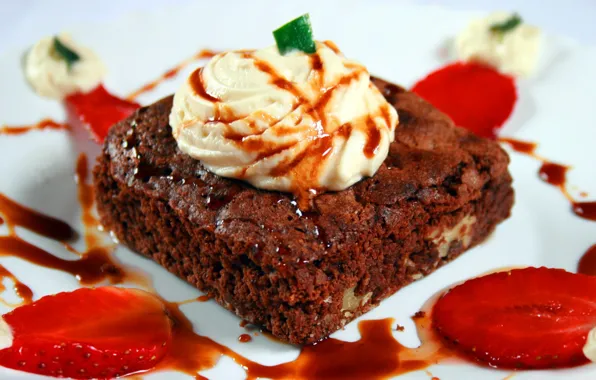 Picture background, Wallpaper, food, chocolate, strawberry, cake, cream, dessert