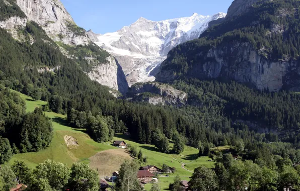 Summer, mountains, Switzerland, Gross Fiescherhorn, SWITZERLAND