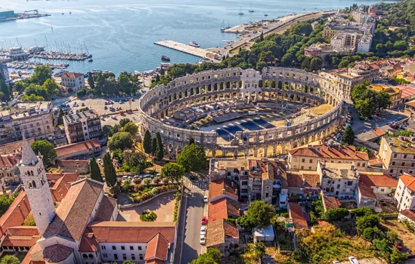 Sea, panorama, Croatia, amphitheatre, Pool