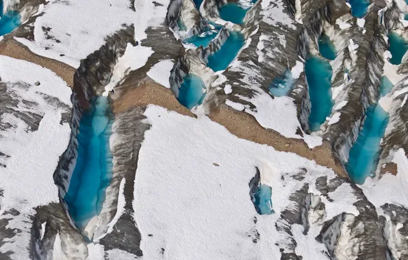 Snow, lake, glacier, Alaska, USA, Yukon