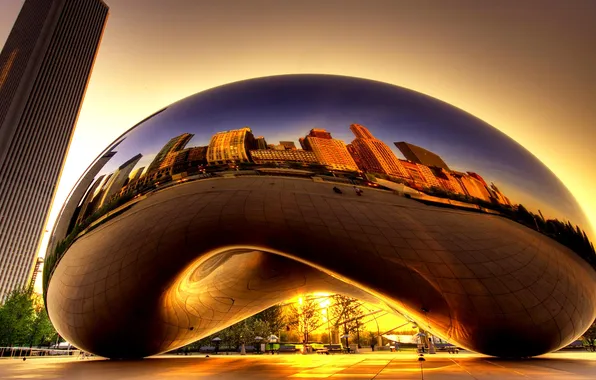 Picture Chicago, USA, sculpture, Anish Kapoor, Cloud gate