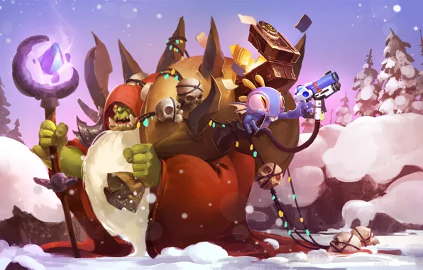 Holiday, new year, Christmas, Warcraft, Happy New Year, Orc, art, world of warcraft