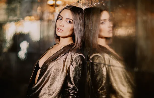 Look, pose, brunette, blouse, Olivia Culpo