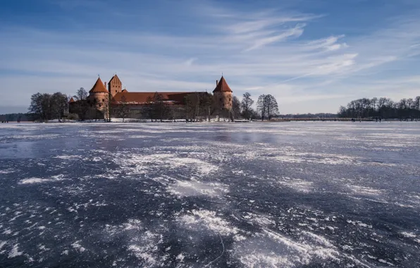 Trakai, Lithuania, The fatherland, winter, pilis, lake