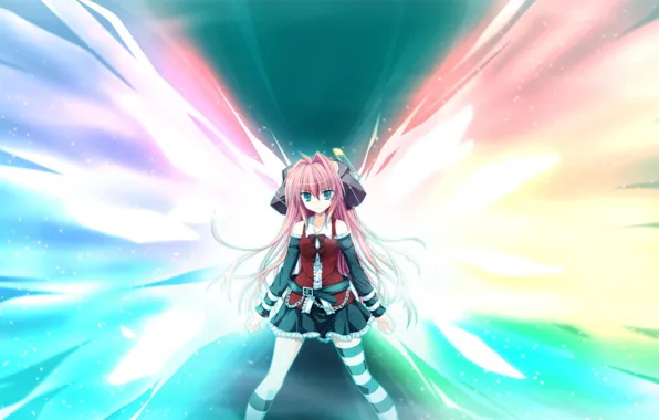 Girl, wings, stockings, anime, art, chain, ooba kagerou, fortissimo//akkord:bsusvier