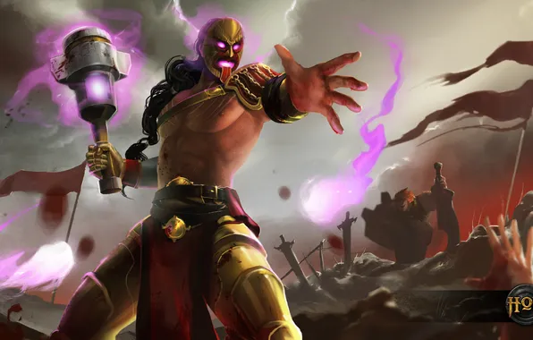 Death, battle, mask, the battlefield, Heroes of Newerth, Insanitarius Berzerker