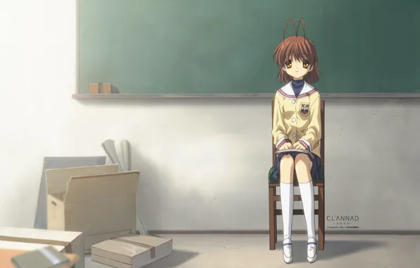 Girl, chair, Board, one, Clannad, Clannad, Nagisa Furukawa