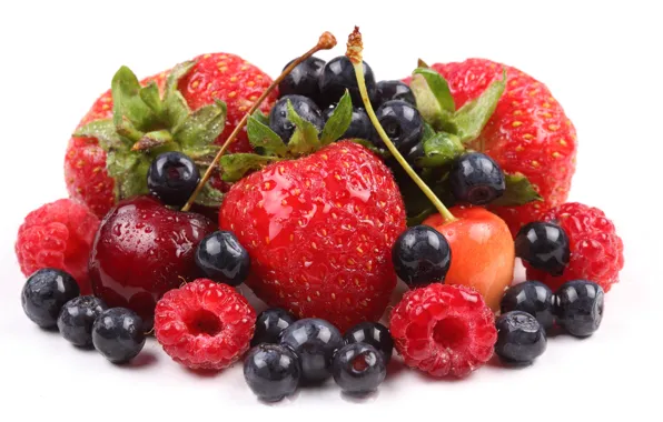 Picture berries, raspberry, blueberries, strawberry, cherry