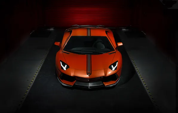 Lamborghini, Lamborghini, Vorsteiner, front, orange, LP700-4, Aventador, aventador