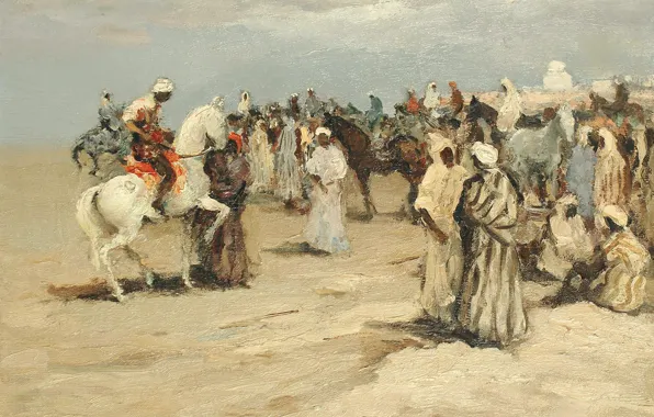 People, picture, genre, Marseille Dif, Arab horsemen in Taroudant