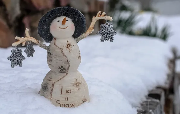 Snow, snowflakes, mood, snowman