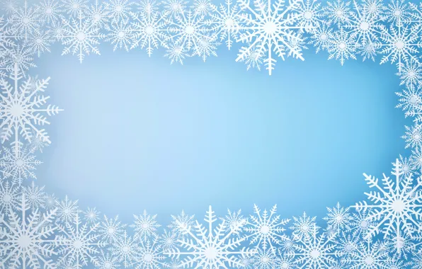 Winter, snow, snowflakes, background, frame, Christmas, blue, winter