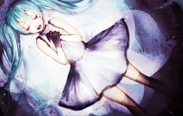 Picture anime, dress, art, girl, vocaloid, hatsune miku, Vocaloid, Ohagi