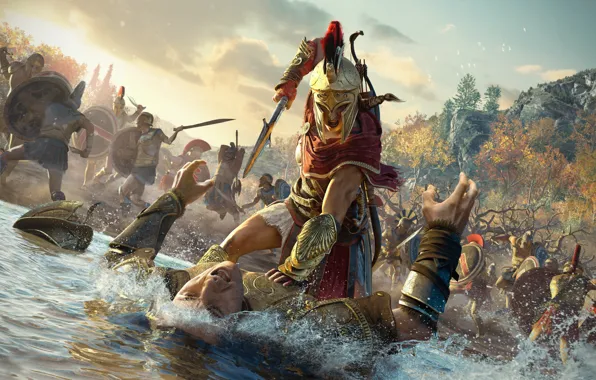 Soldiers, Kassandra, Assassins creed, assassin, guards, Artwork, Assassin's Creed Odyssey