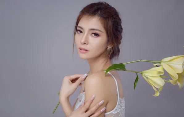 Picture girl, flowers, portrait