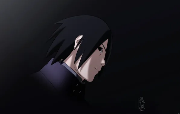 Face, darkness, anime, art, profile, Naruto, Sasuke Uchiha