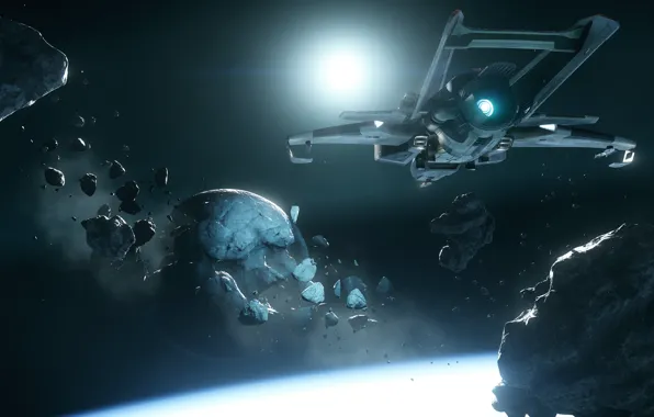 Flight, fragments, starship, Hornet, Star Citizen