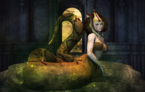 Picture look, face, rendering, snake, tail, league of legends, cassiopeia