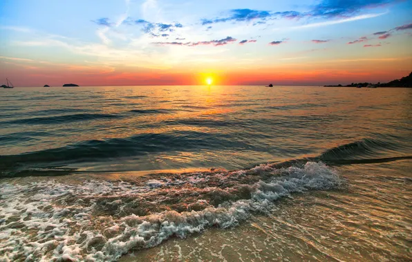 Sea, the sun, the evening, surf