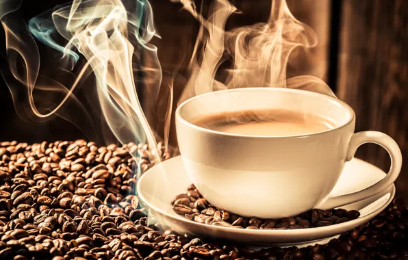 Close-up, coffee, hot, couples, Cup, saucer, grain, bokeh