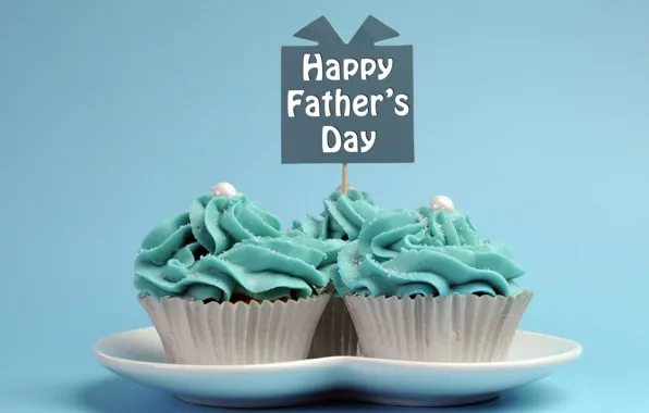 Plate, cakes, sweet, cupcakes, Happy Father's Day