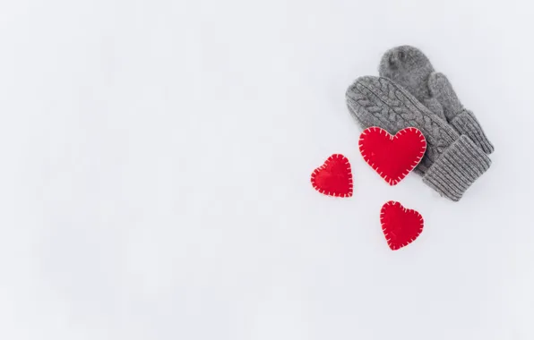Background, hearts, mittens