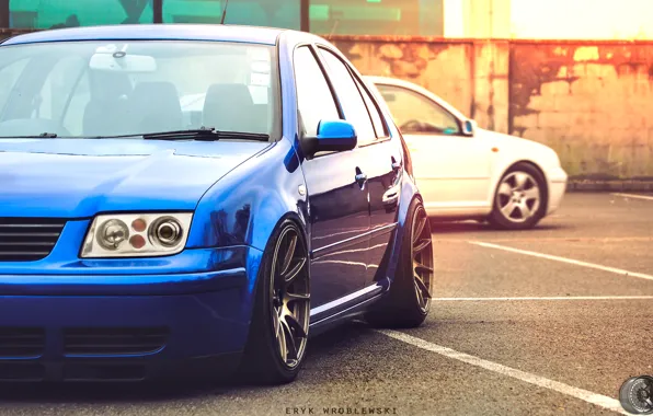 Picture lights, tuning, Volkswagen, Jetta, Car, drives, Blue, Wheels