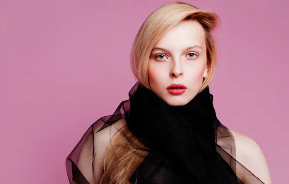 Pink background, beautiful blonde, pink background, bright lipstick, beautiful blonde, bright lipstick, Anastasiya Gepp
