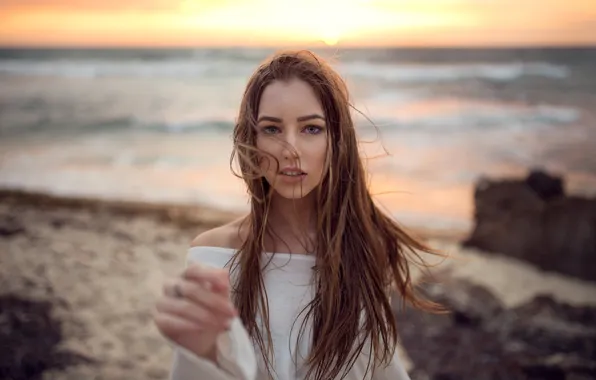 Face, background, the wind, model, hair