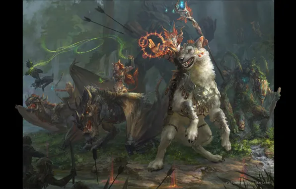 Fantasy, art, Elena Goryachkina, Guardians of the Sacred Forest barrier