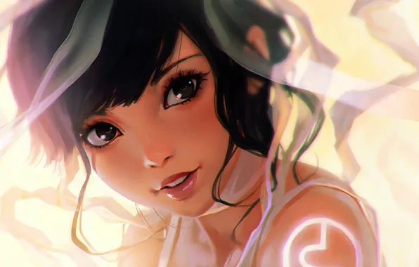 Eyes, eyelashes, portrait, brunette, Face, veil, Ilya Kuvshinov