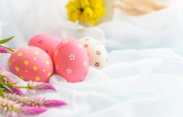 Picture flowers, eggs, Easter, happy, flowers, eggs, easter, decoration