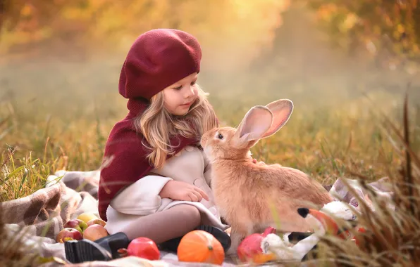 Picture rabbit, girl, Victoria Andreeva