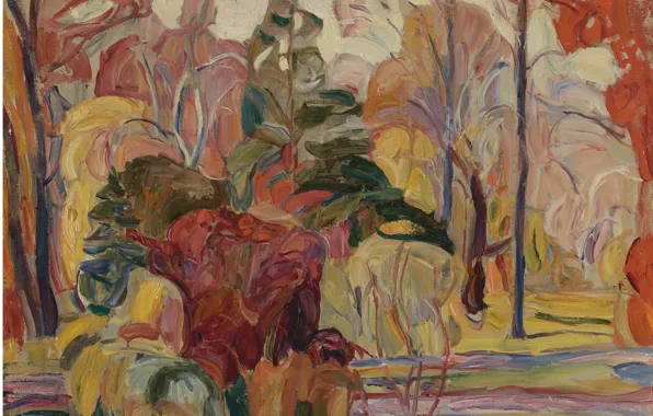 Picture Abraham Manievich, FALL SCENE oil on canvas laid, down on board