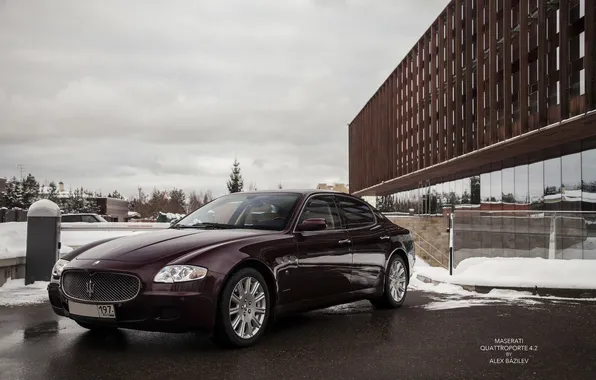 Picture machine, snow, Maserati, Quattroporte, photographer, before, auto, photography