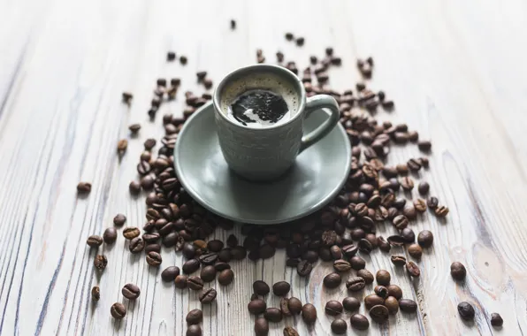 Cup, wood, coffee beans, cup, coffe, espresso, espresso